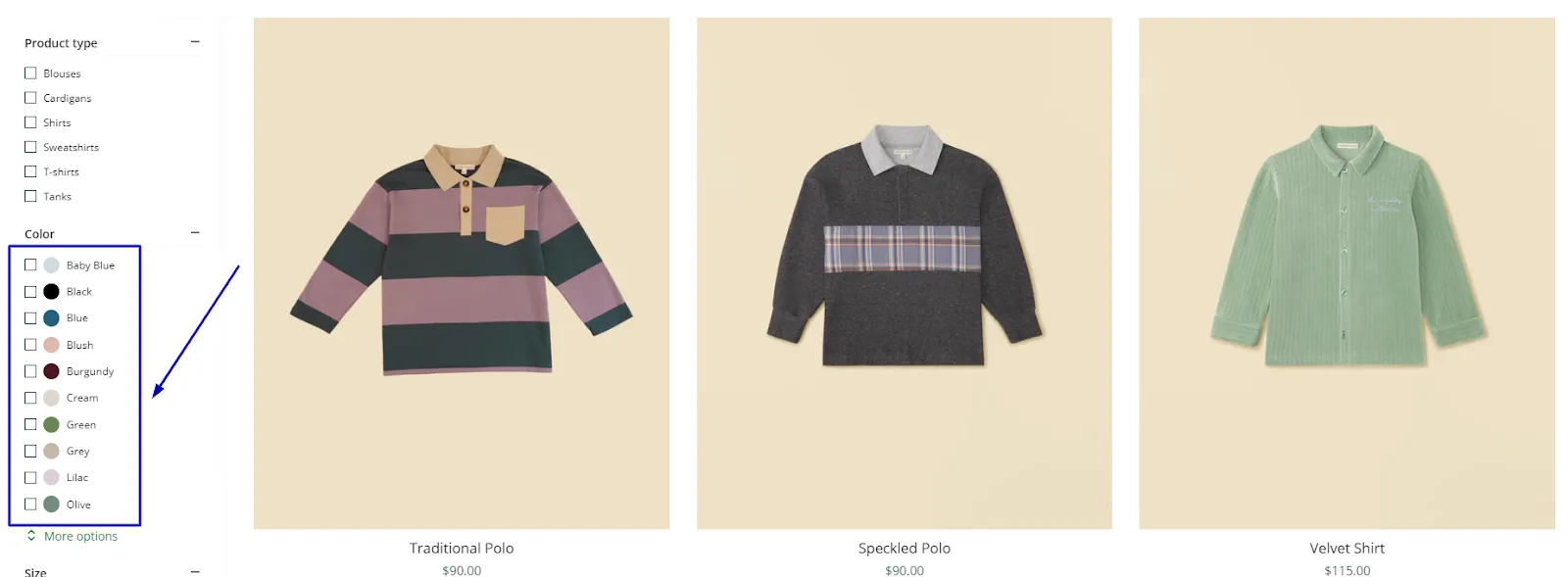 Color swatches

